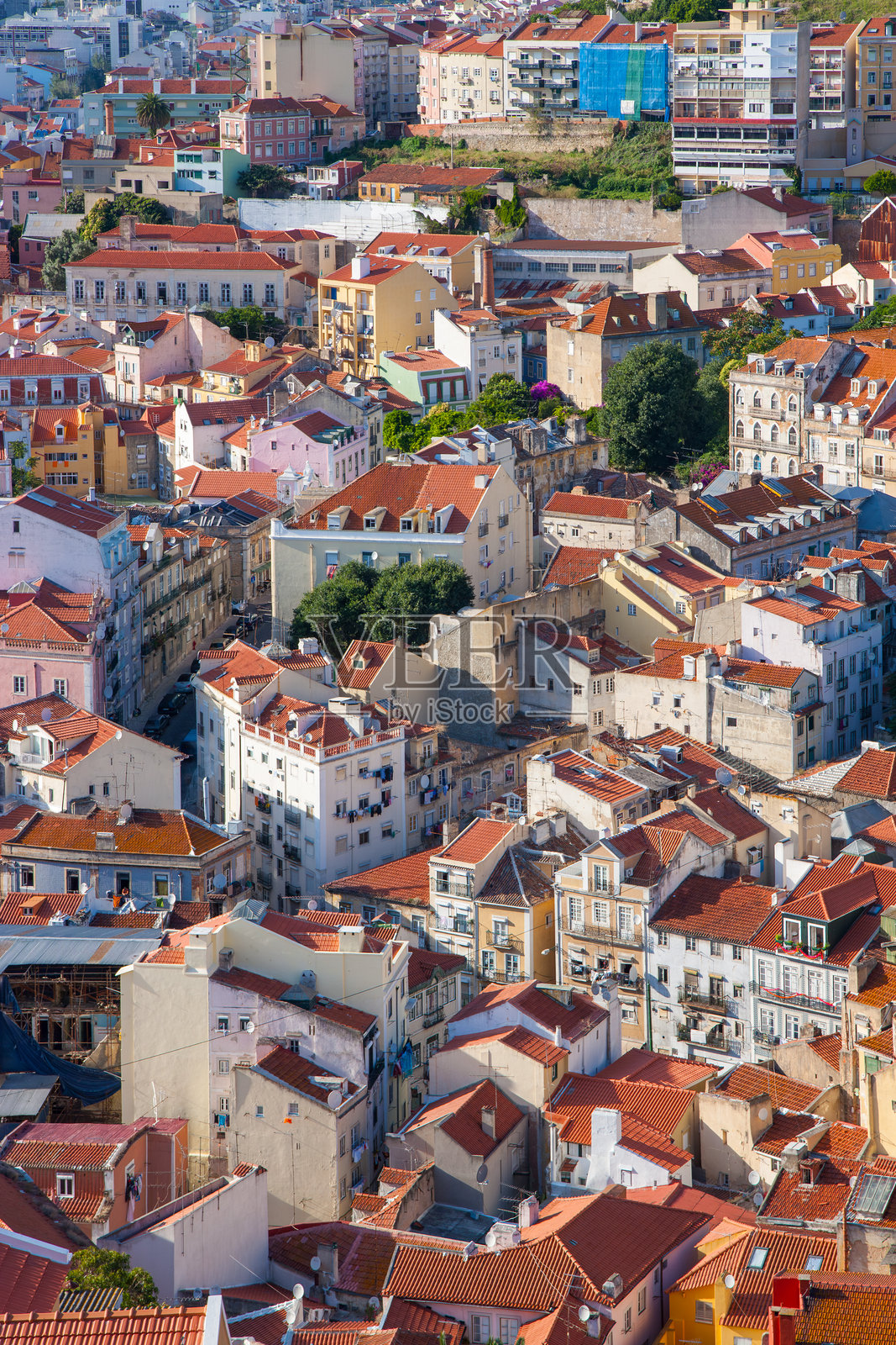 彩色的葡萄牙里斯本鸟瞰图照片摄影图片