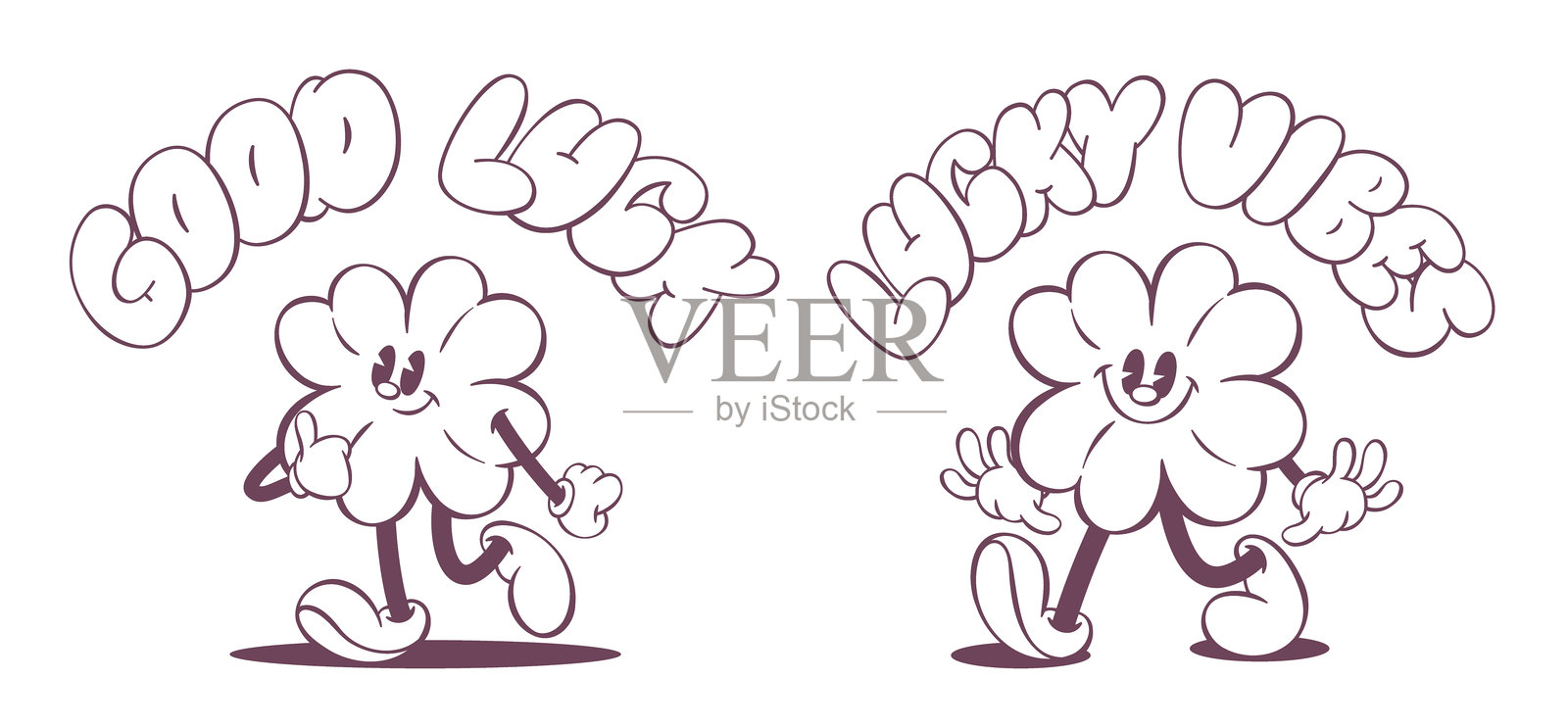 复古时尚吉祥物角色设计插画图片素材