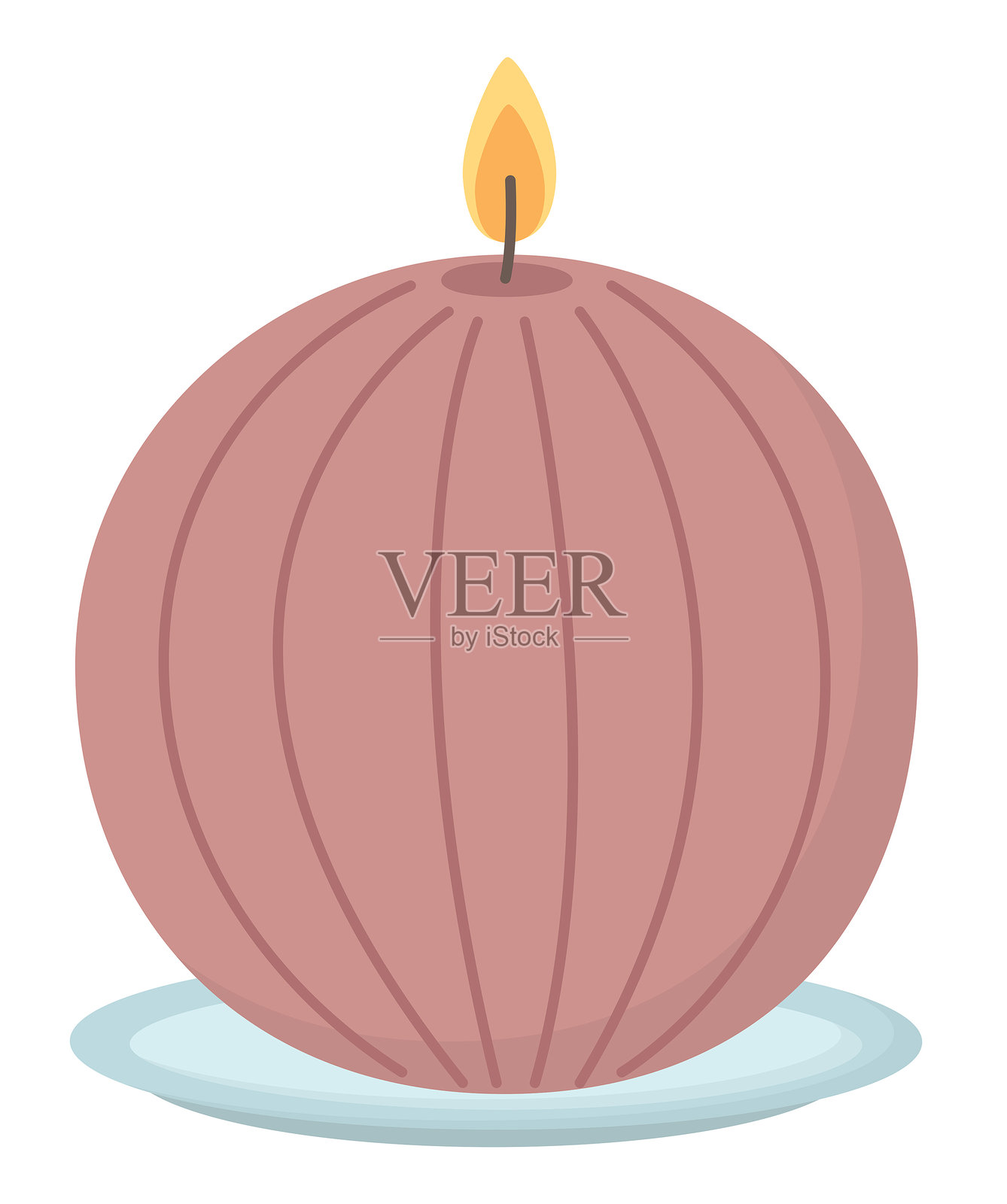燃烧的圆形蜡烛孤立在白色背景上。插画图片素材