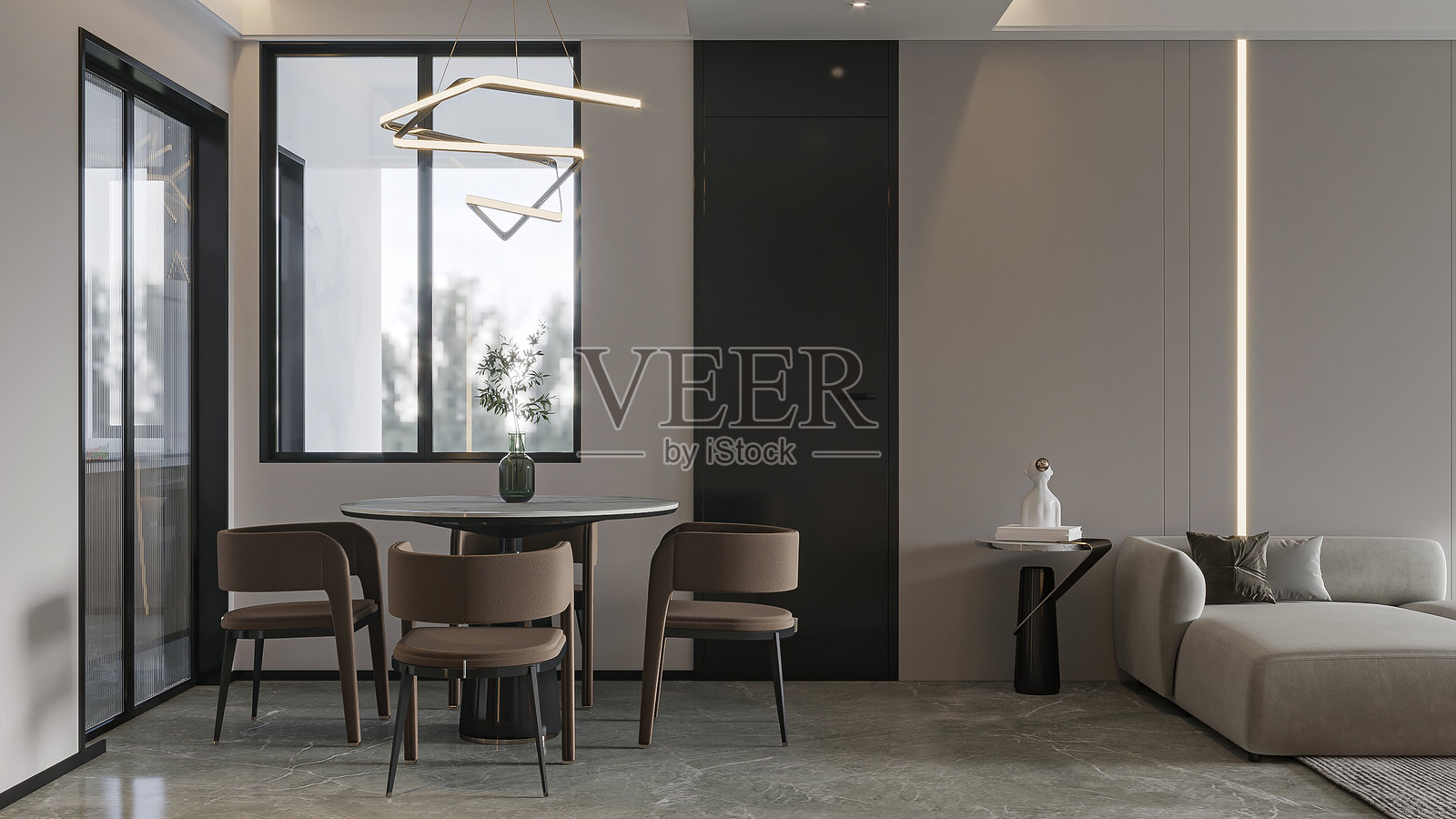 现代简约风格的餐厅室内设计照片摄影图片