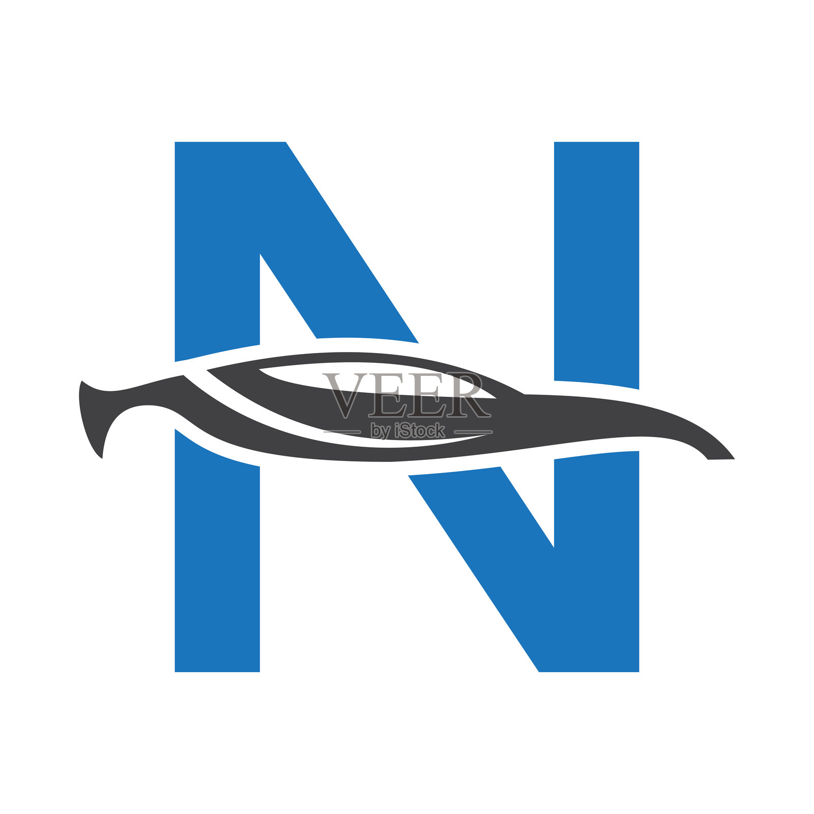 带有汽车符号的字母N汽车标志设计概念矢量模板插画图片素材