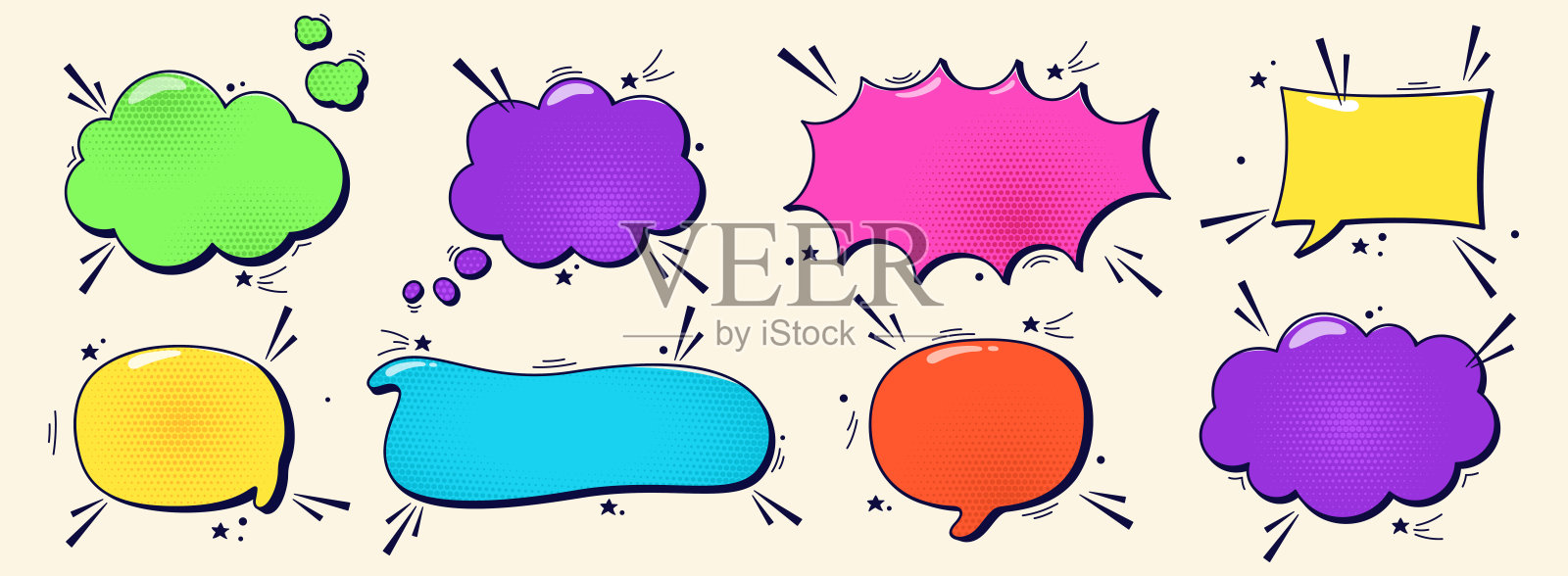 空旷的八朵云。插画图片素材