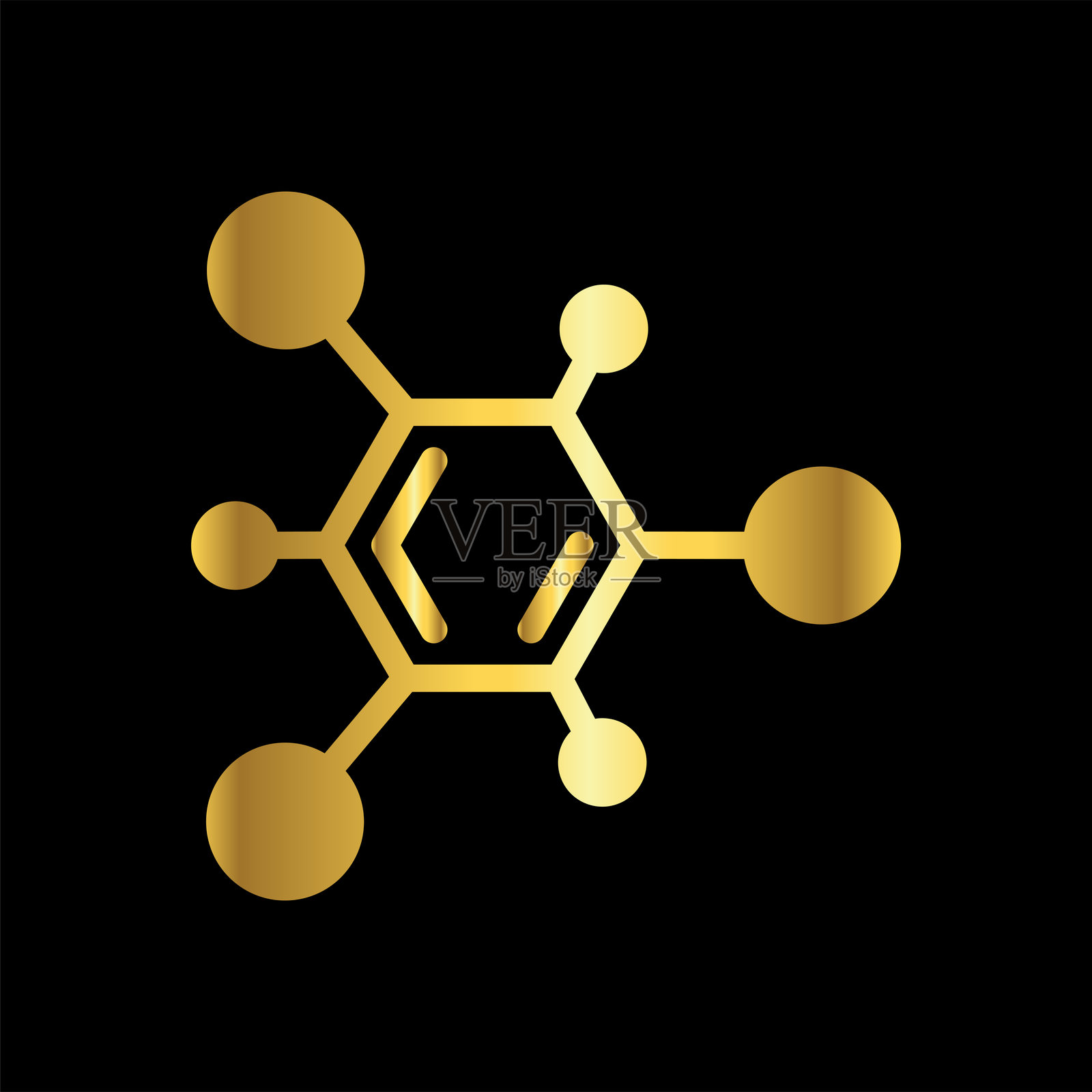 金色分子图标扁平化教育标签，极简设计，适用于数字和印刷项目，图形设计图标对视觉美学产生巨大影响插画图片素材