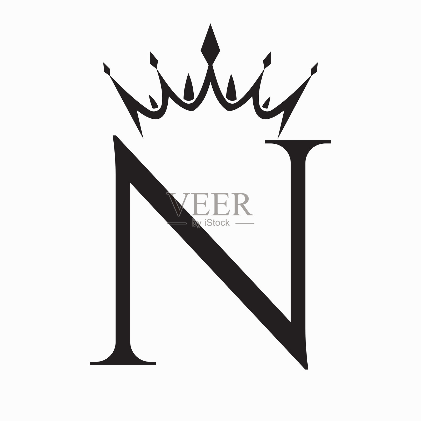 时尚与美容象征的字母N皇冠logo概念矢量模板插画图片素材