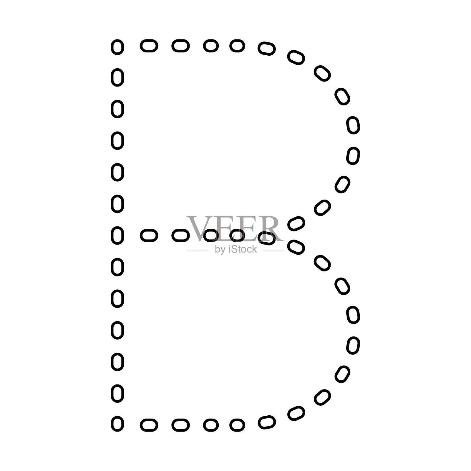幼儿园、学前班和蒙台梭利学校孩子们的字母B描摹练习，适用于书写练习活动的虚线元素。插画图片素材