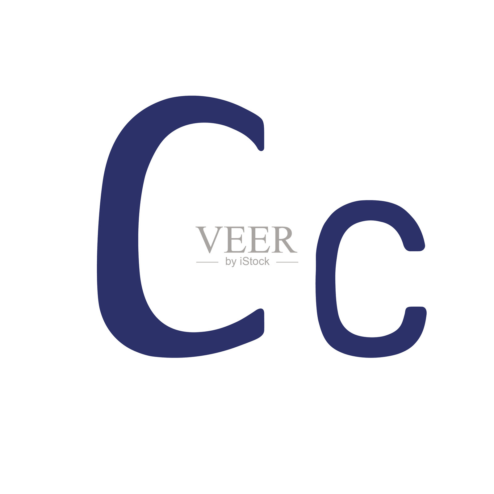 英文字母大写C和小写c，孤立在白色背景上插画图片素材