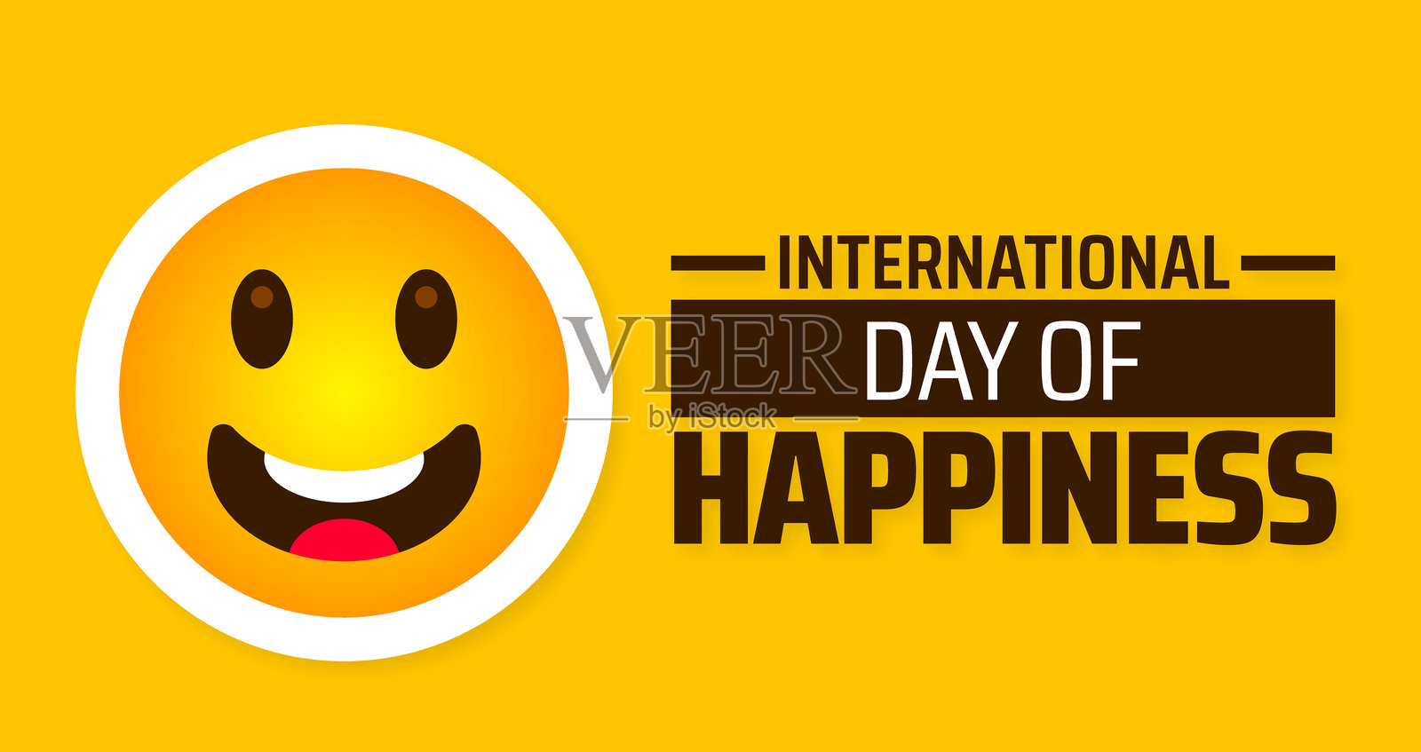 国际幸福日背景横幅或海报设计模板。每年三月庆祝。节日概念。可用于任何模板、卡片、海报、标牌、模板。插画图片素材