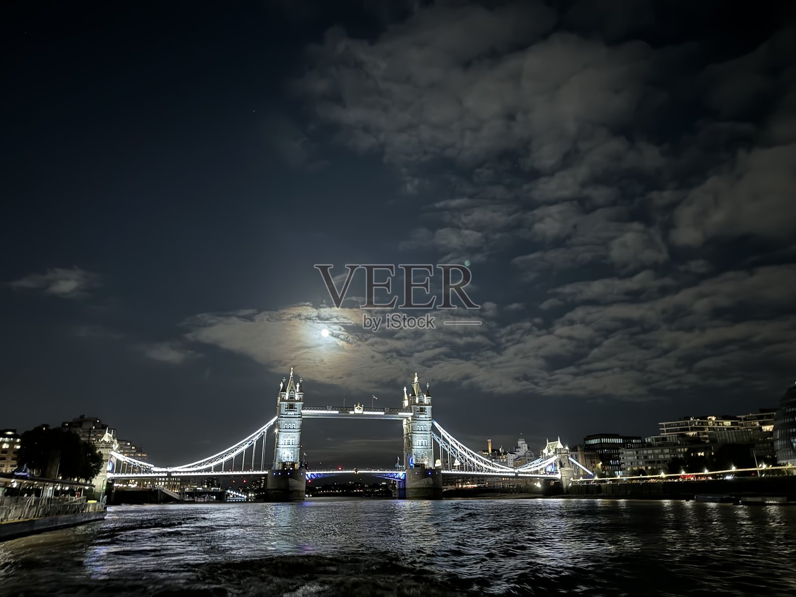 塔桥上的满月照片摄影图片