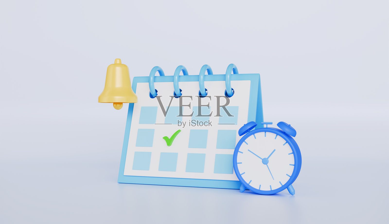 日历与时钟和通知铃，工作流程组织，工作计划，项目管理，时间管理照片摄影图片