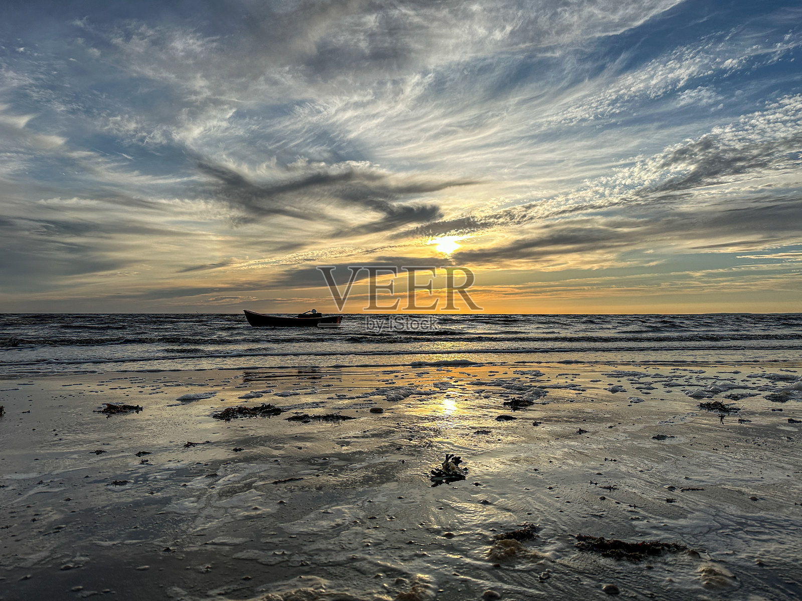 波罗的海的日落照片摄影图片