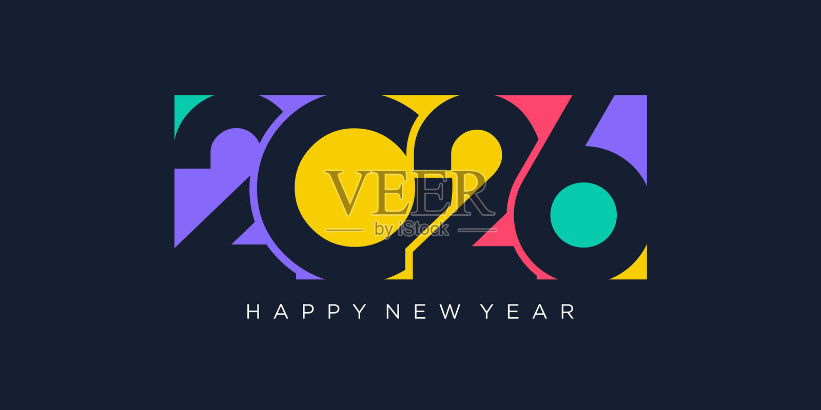 2026年快乐新年设计矢量图。时尚独特的新年2026标志设计模板插画图片素材