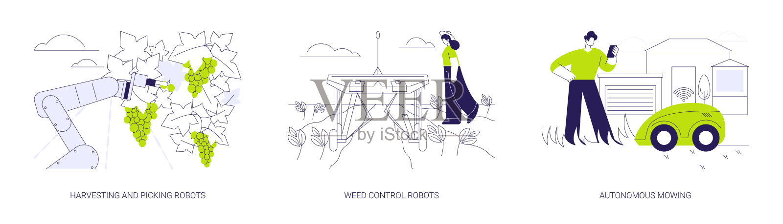 农业机器人抽象概念矢量插图。插画图片素材