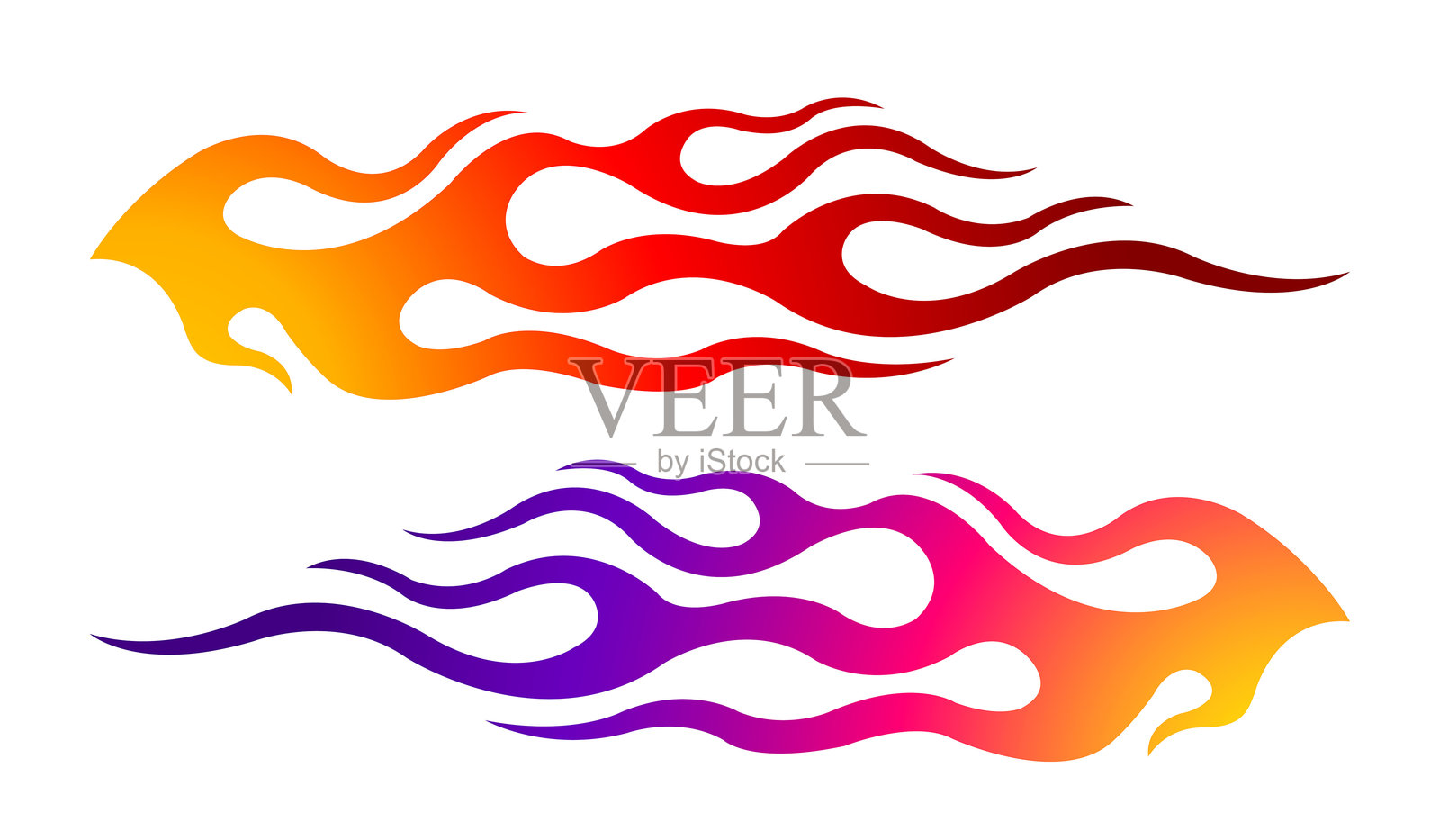 火焰赛车贴纸矢量艺术图形。燃烧的轮胎和火焰运动汽车车身侧面乙烯基贴纸。汽车、卡车、船、SUV和摩托车的侧面速度装饰。插画图片素材