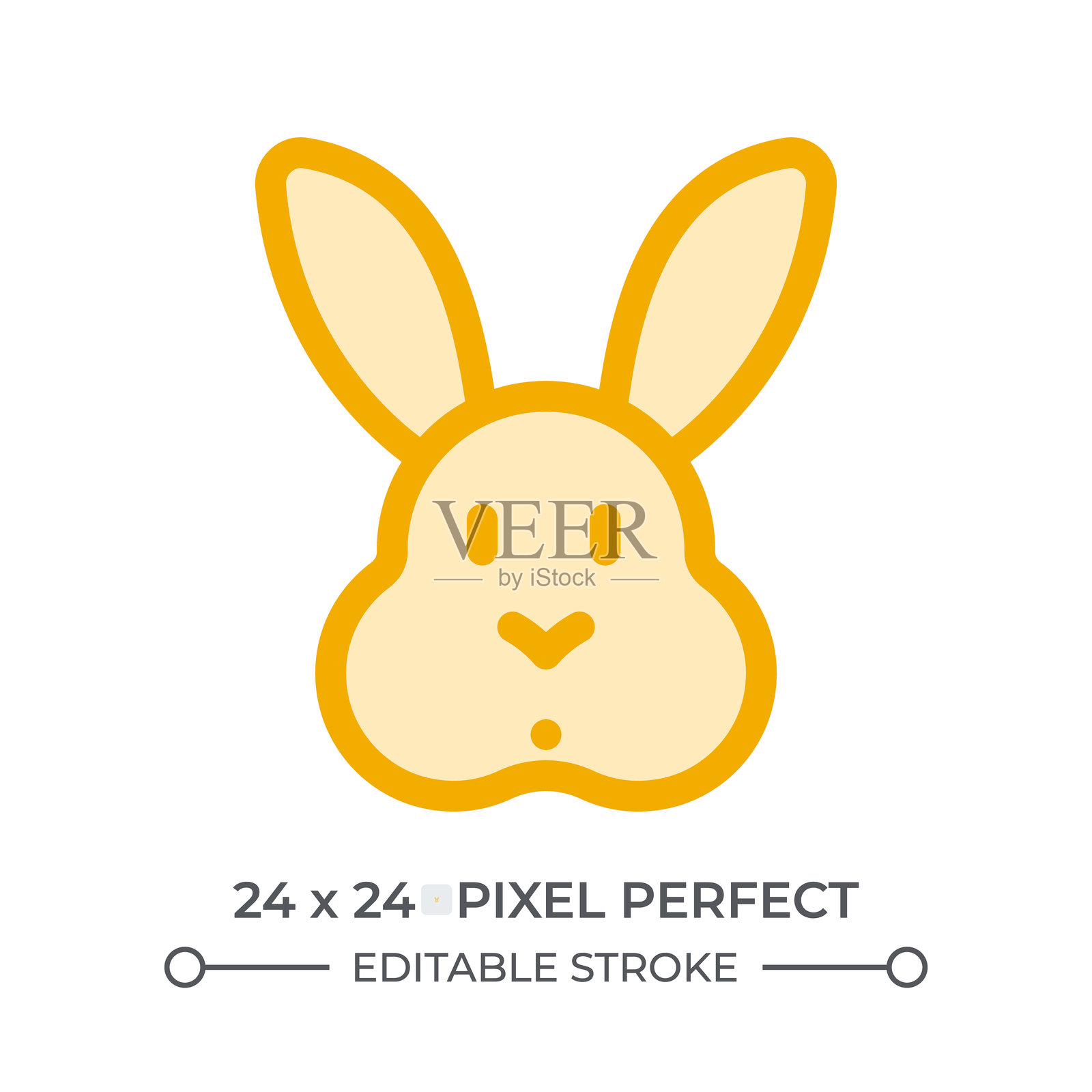 可爱的兔子脸双色调颜色用户界面图标插画图片素材