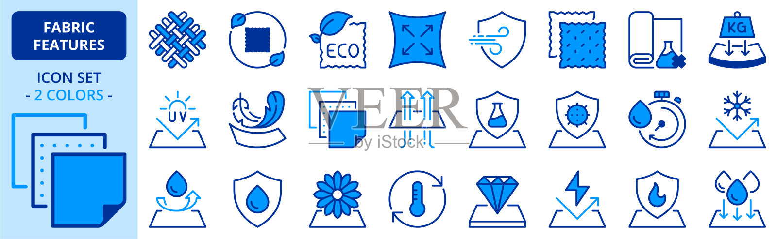 关于面料特性的双色图标插画图片素材