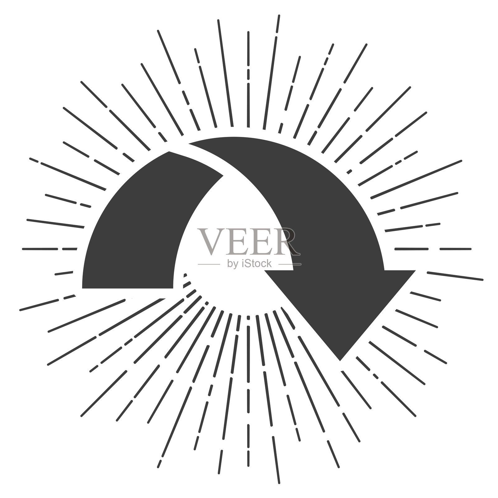 减少。白色背景上的太阳光芒图标插画图片素材