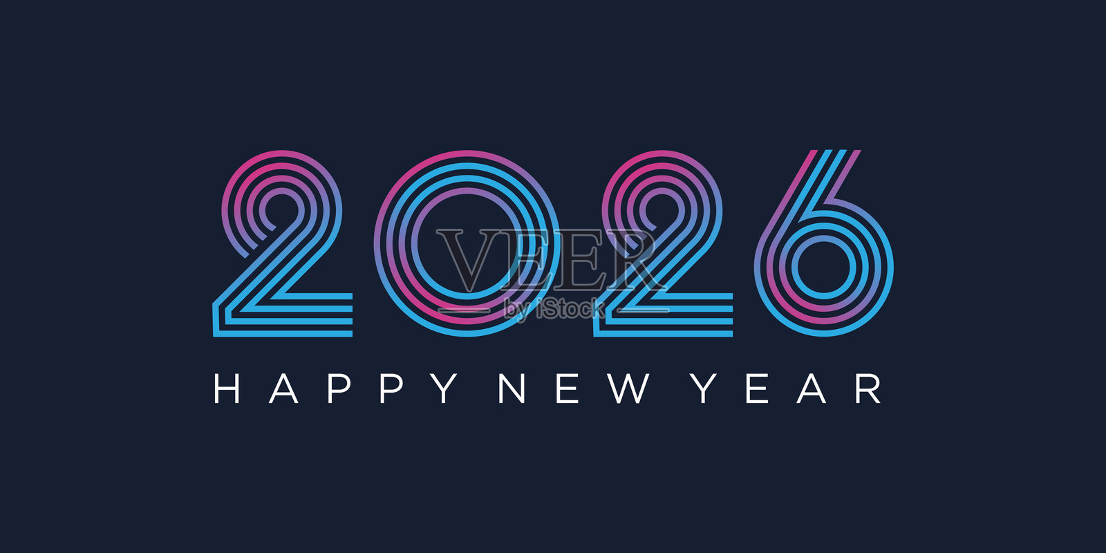 2026年快乐新年设计矢量图。时尚独特的新年2026标志设计模板插画图片素材