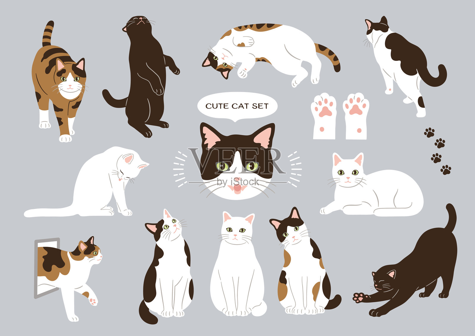 可爱猫咪插图素材套件插画图片素材