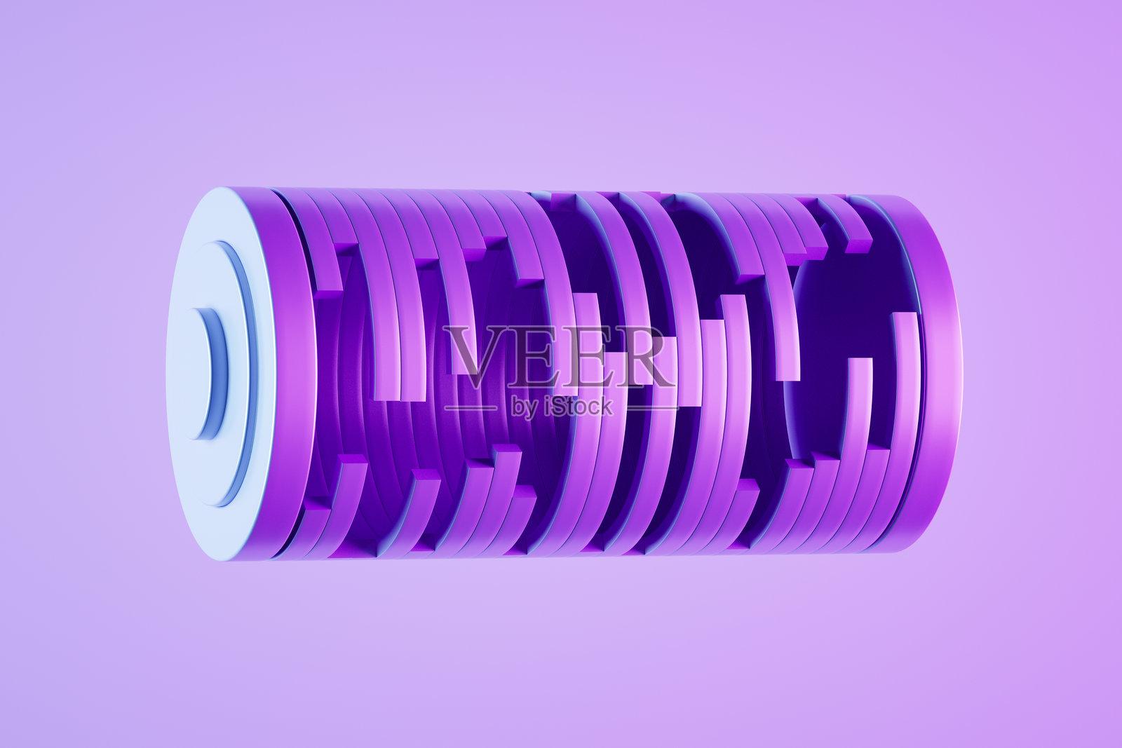 切开的电池与霓虹灯光，可持续能源概念照片摄影图片