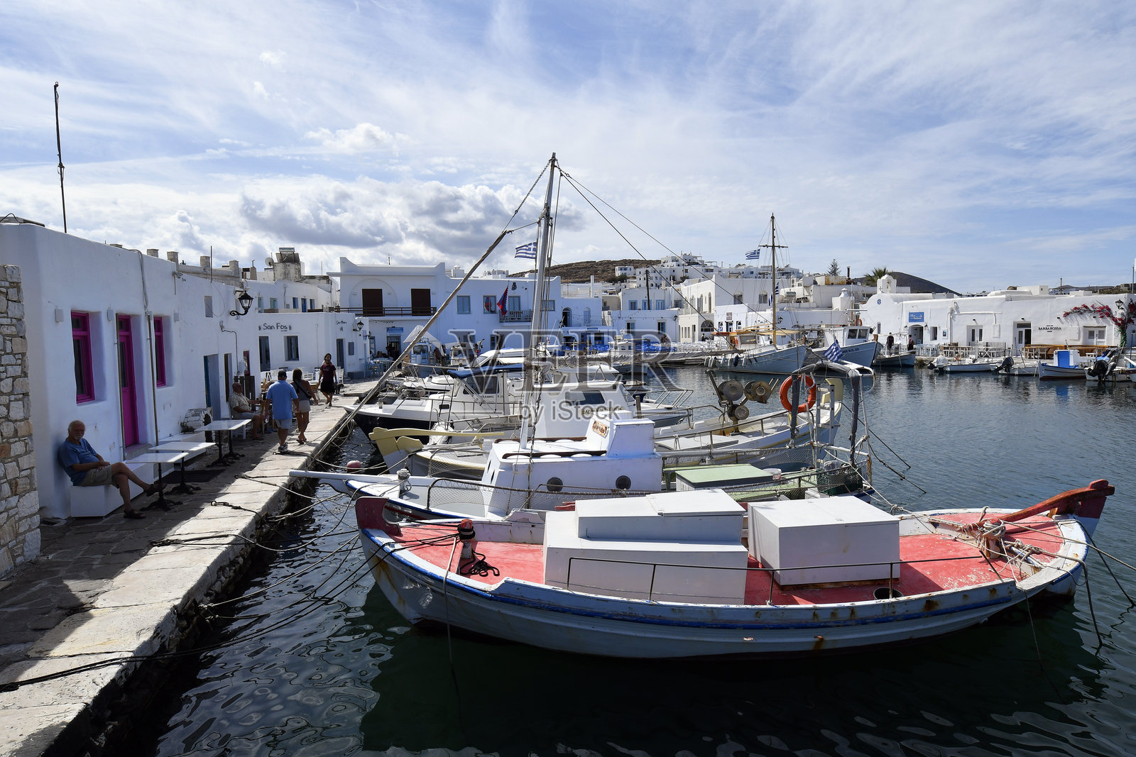 希腊,帕罗斯岛,纳乌萨,港口照片摄影图片