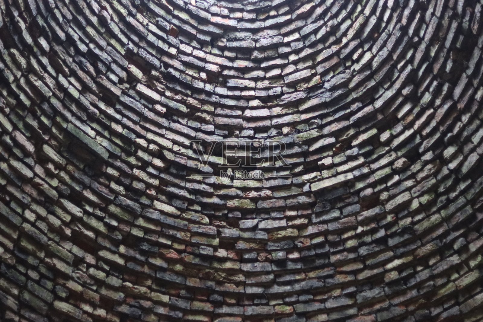 旧窑内圆形砖块排列照片摄影图片