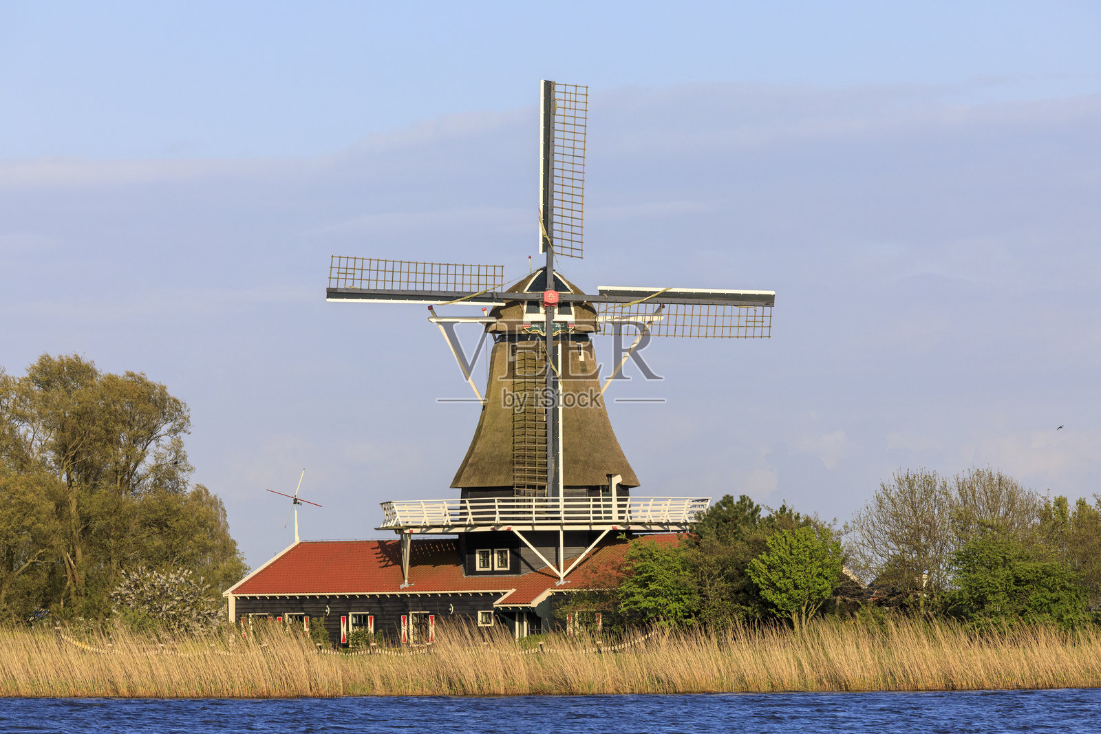 欧洲，荷兰，北荷兰。阿纳保伦娜。克尼斯卡德。风车。照片摄影图片