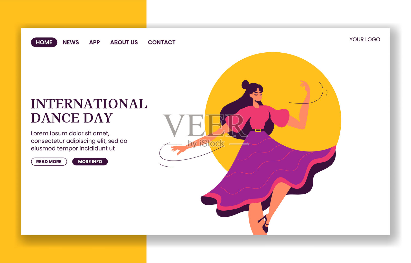 快乐的国际舞蹈日社交媒体着陆页图形手绘风格插画图片素材