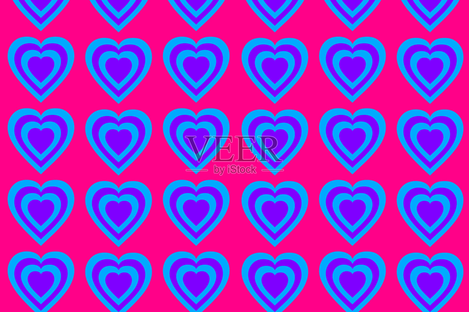 色彩斑斓的心形图案在色彩背景前展示插画图片素材