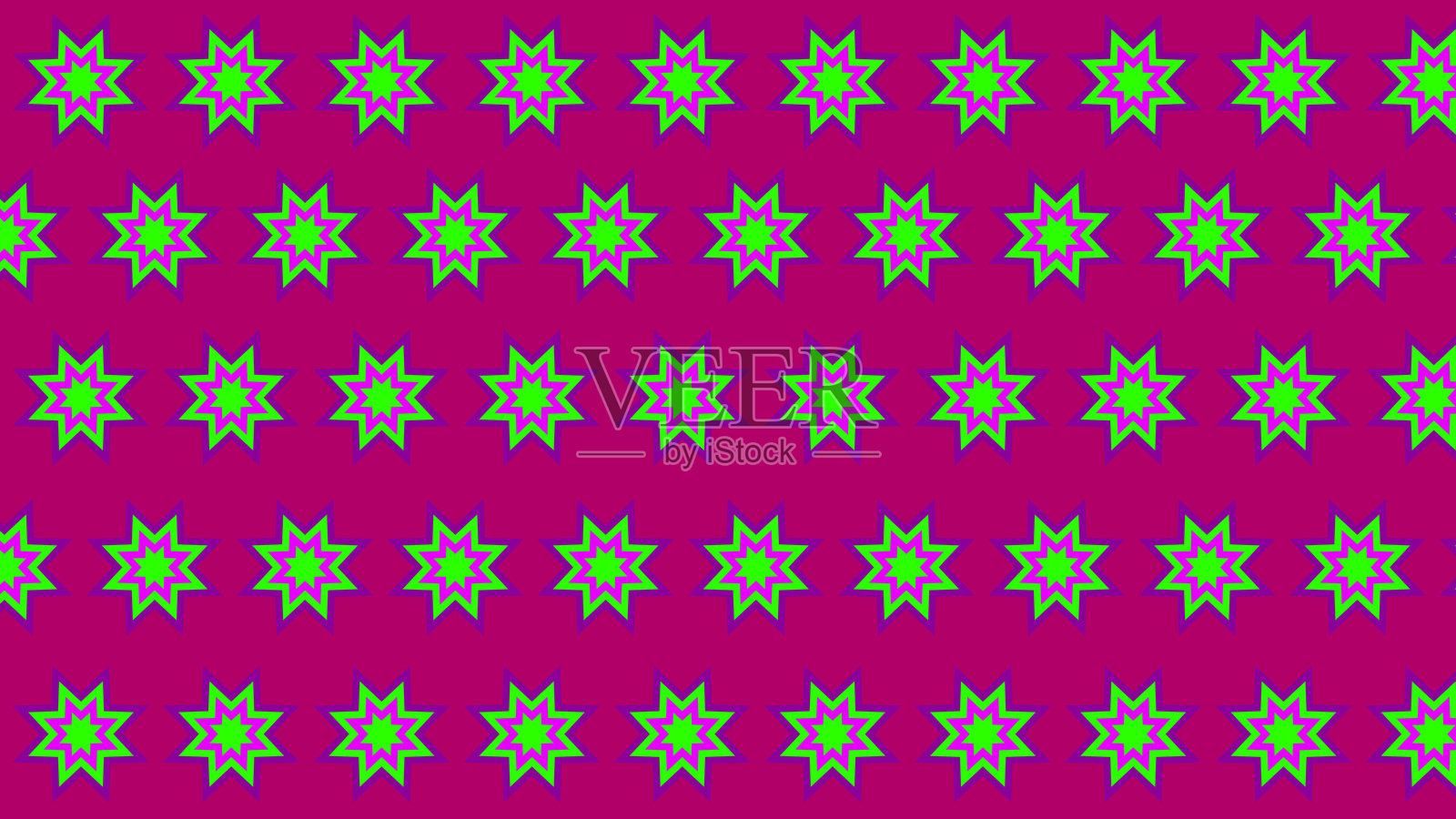 在彩色背景前的多彩八角星形图案插画图片素材