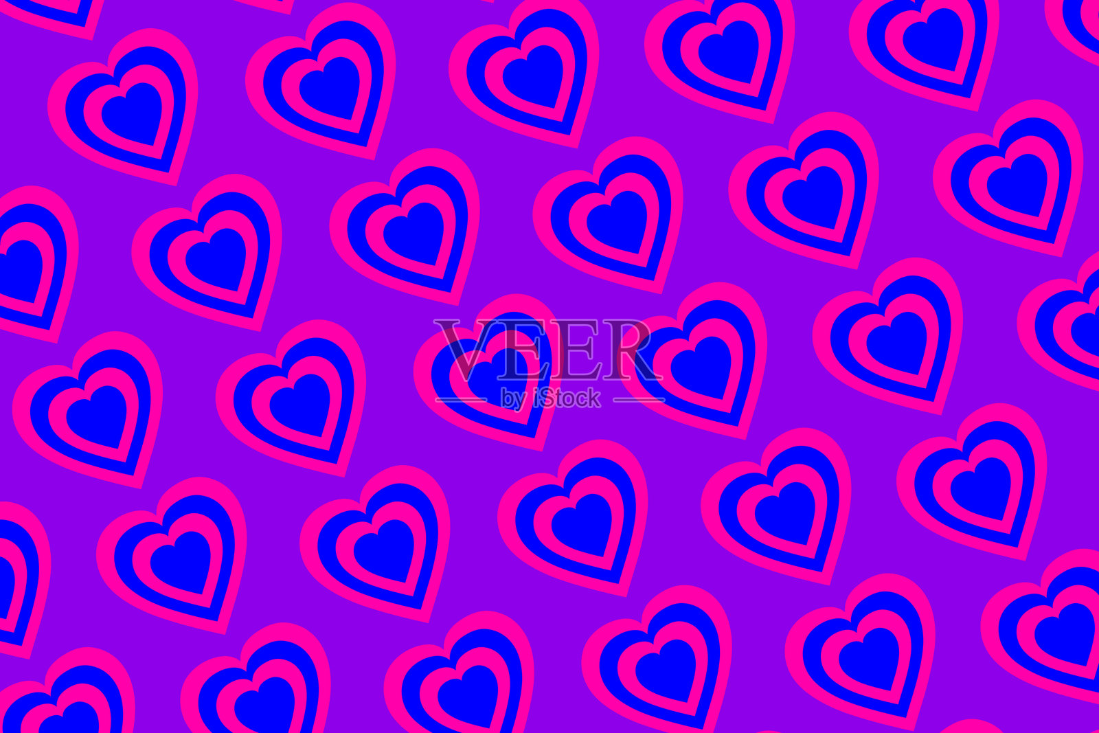 色彩斑斓的心形图案在色彩背景前展示插画图片素材