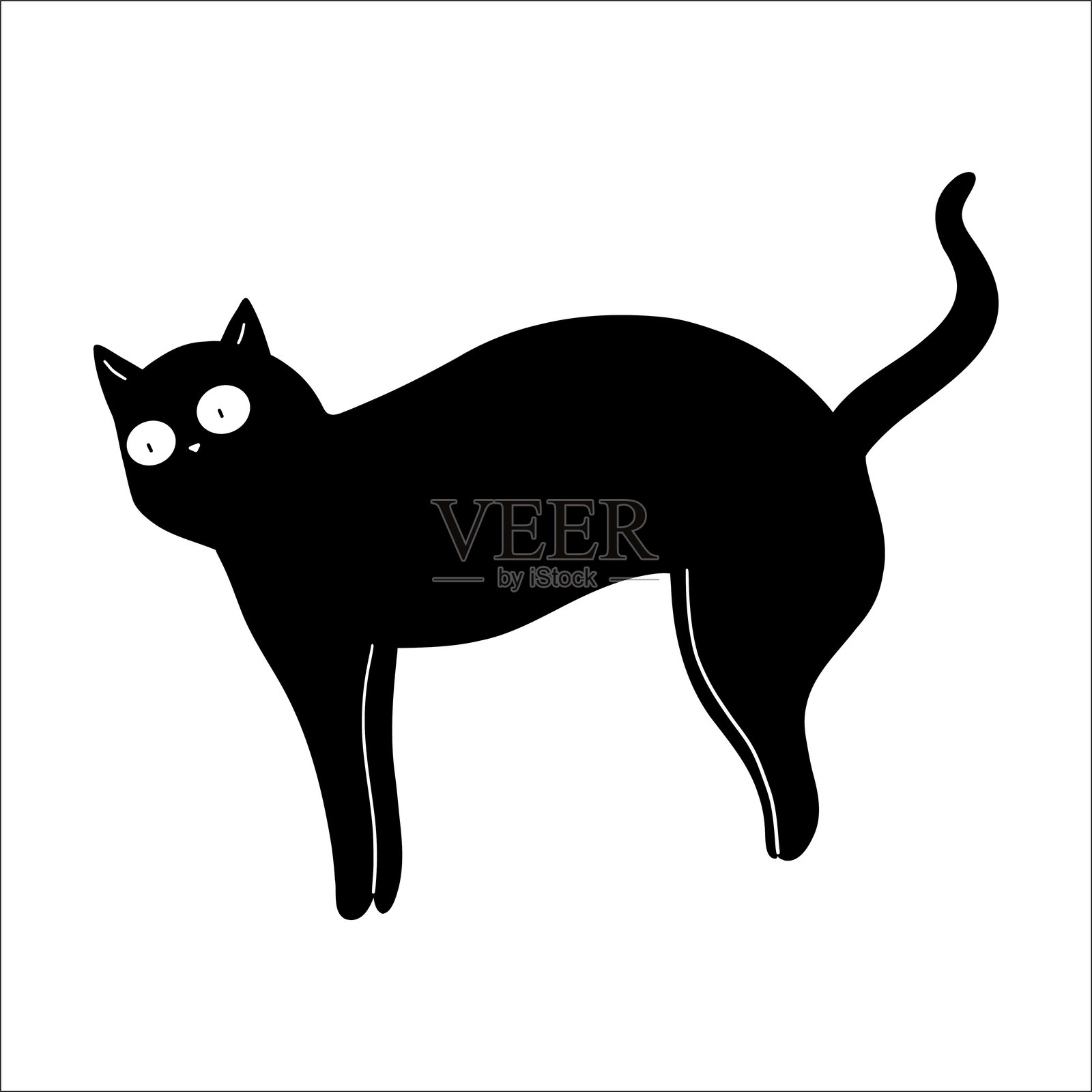 黑猫拱起背部插画图片素材