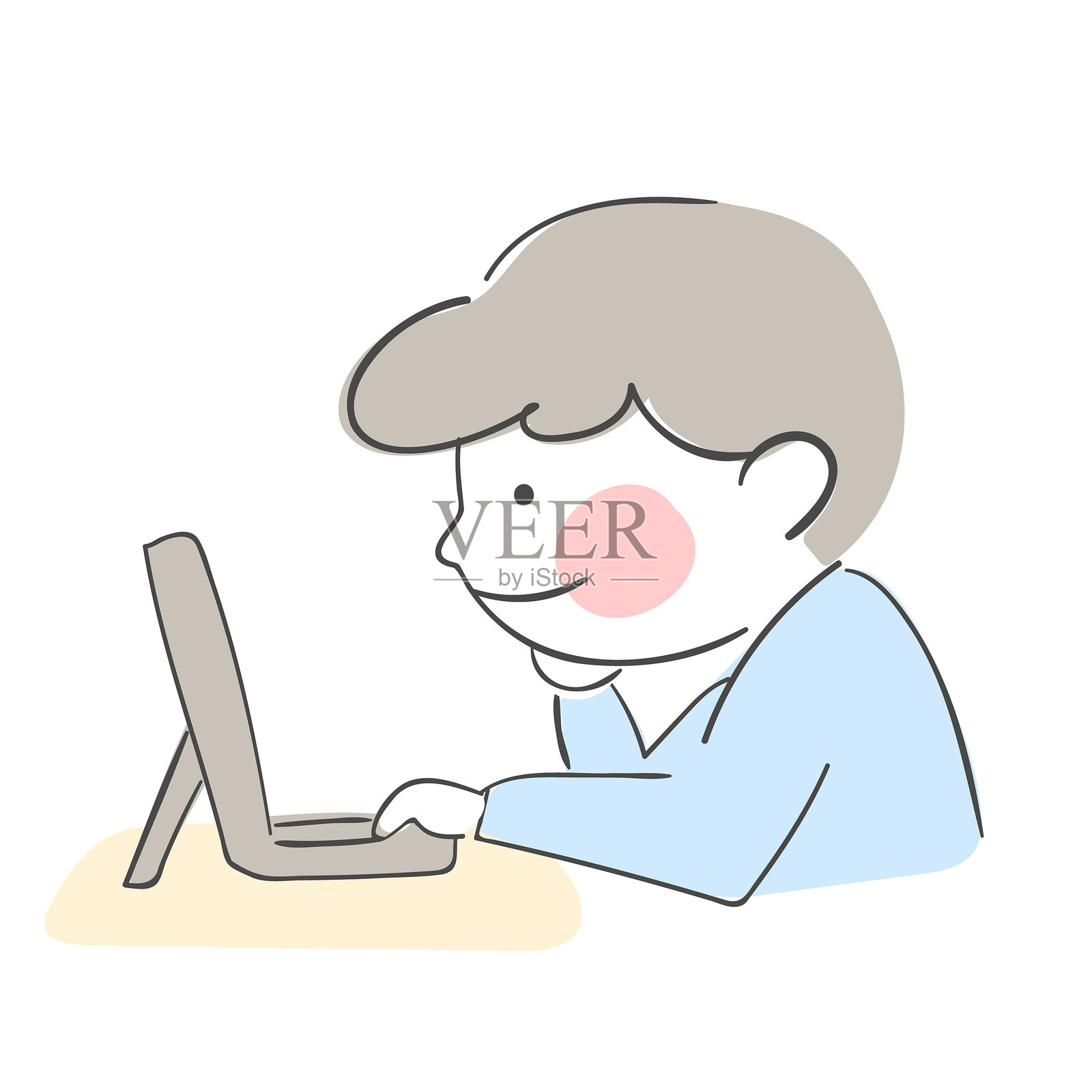 一个角色使用笔记本电脑的插图插画图片素材