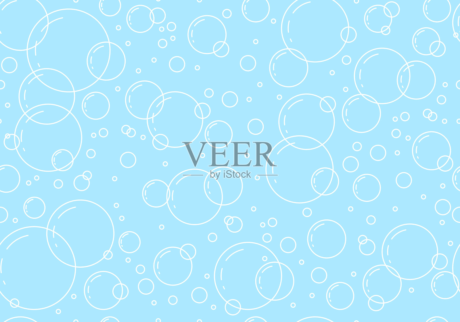 气泡矢量无缝图案。肥皂质感。气泡水背景，抽象的起泡效果壁纸。水中气泡无缝图案。可爱的飞舞肥皂泡背景。插画图片素材