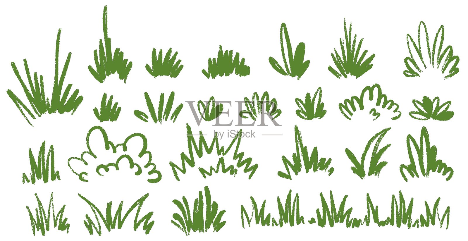 蜡笔画的草地插画图片素材