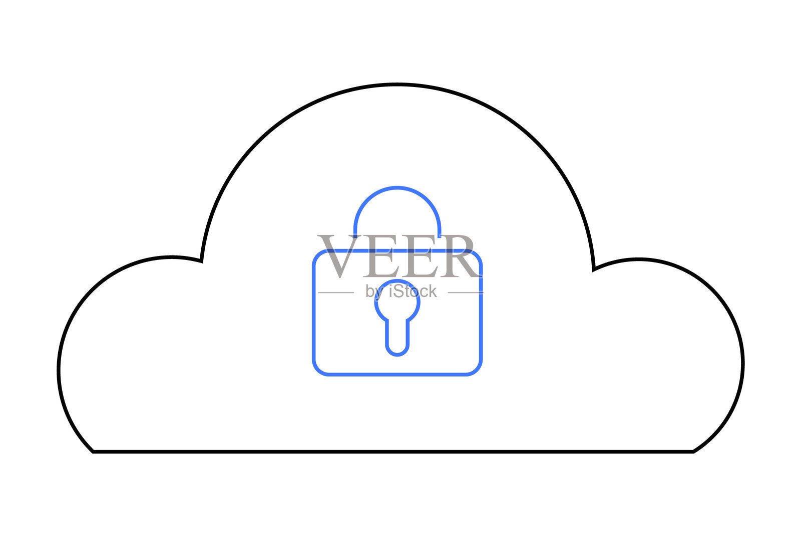 云安全与数据保护和在线安全的挂锁符号插画图片素材