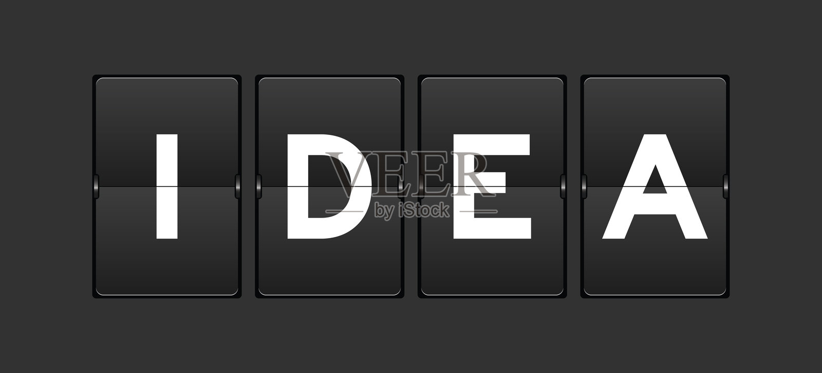 黑色模拟翻转板，上面写着“idea”，背景为灰色插画图片素材