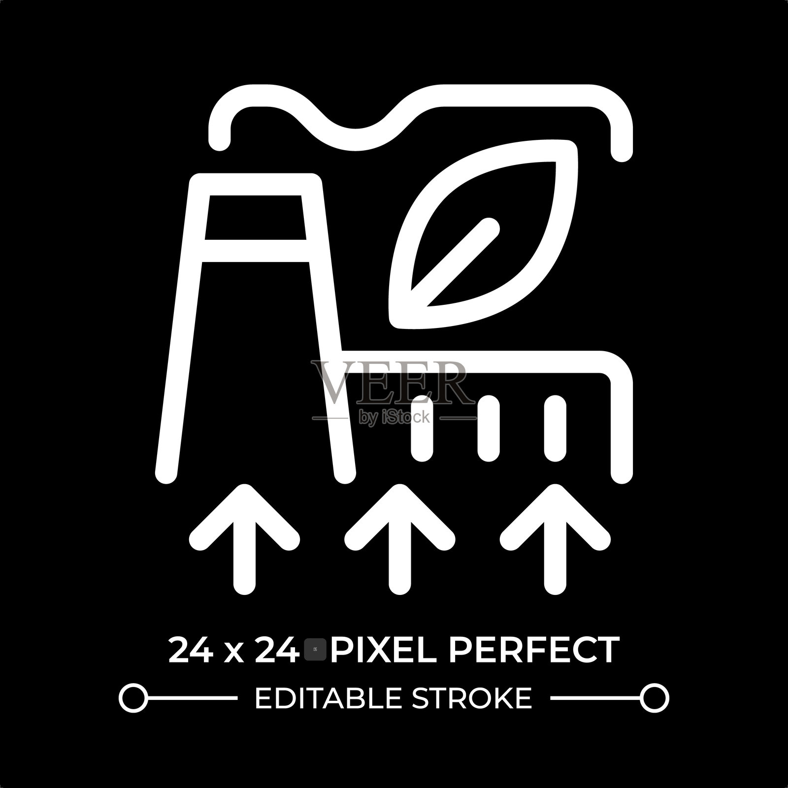 改善绿色工厂生产线用户界面图标，独立于黑色背景插画图片素材