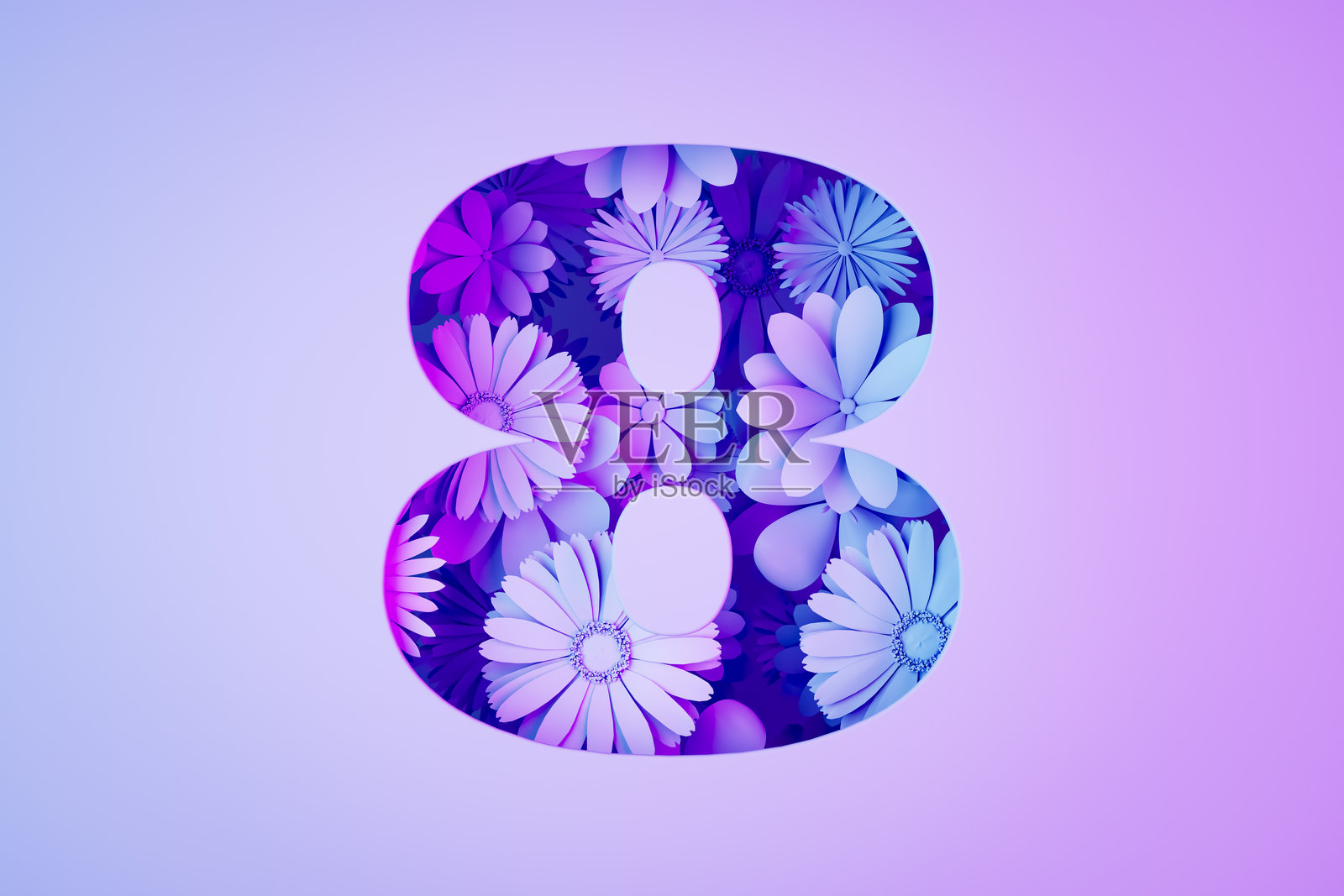 数字8装满鲜花，国际妇女节概念照片摄影图片