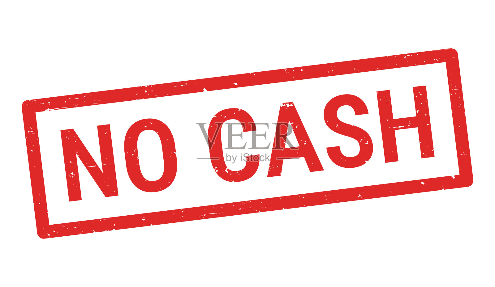 无现金 - 红色橡胶印章在白色背景上插画图片素材
