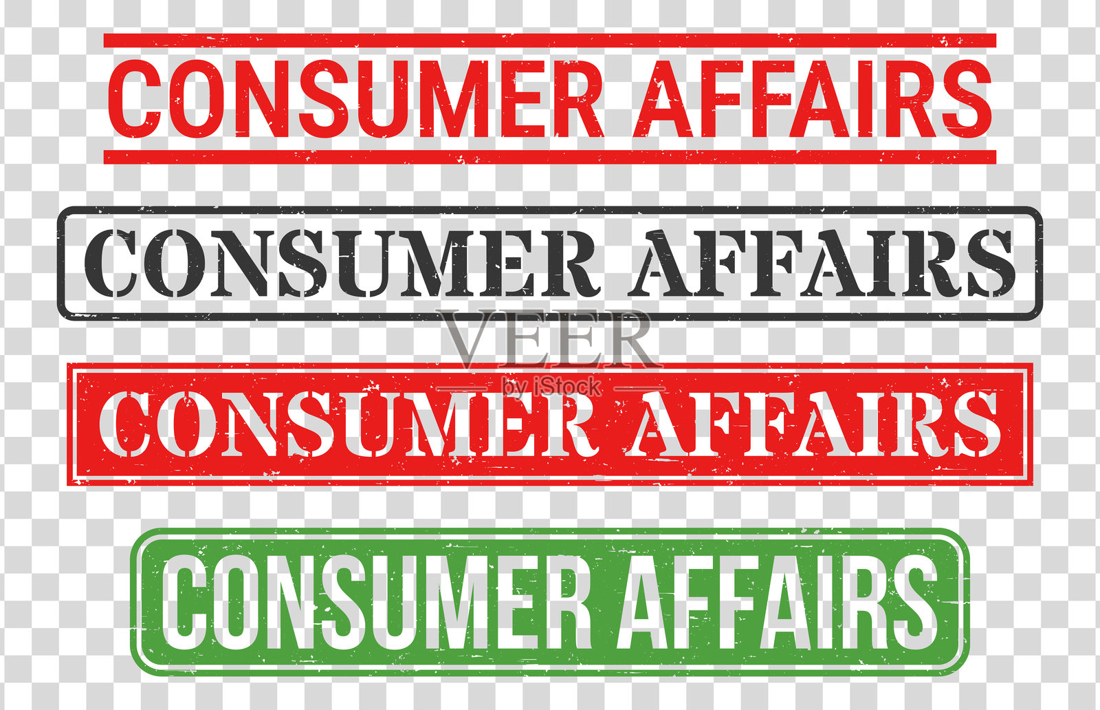 消费者事务 - 橡皮图章套装在空白背景上插画图片素材