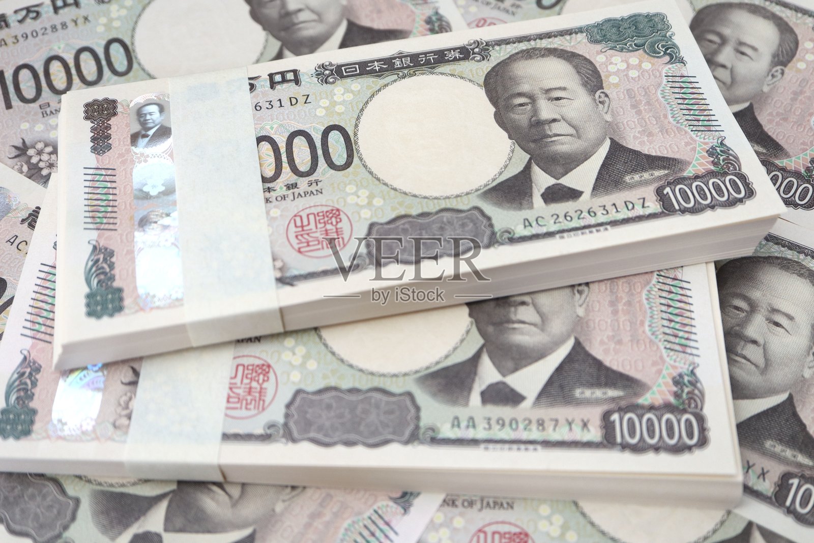 大量的日本一万日元钞票。照片摄影图片