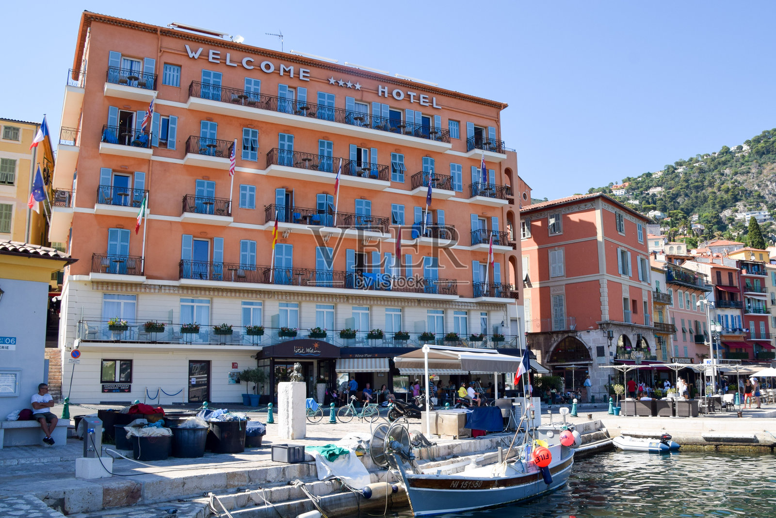 欢迎酒店,法国维尔弗朗什-苏尔-梅尔照片摄影图片