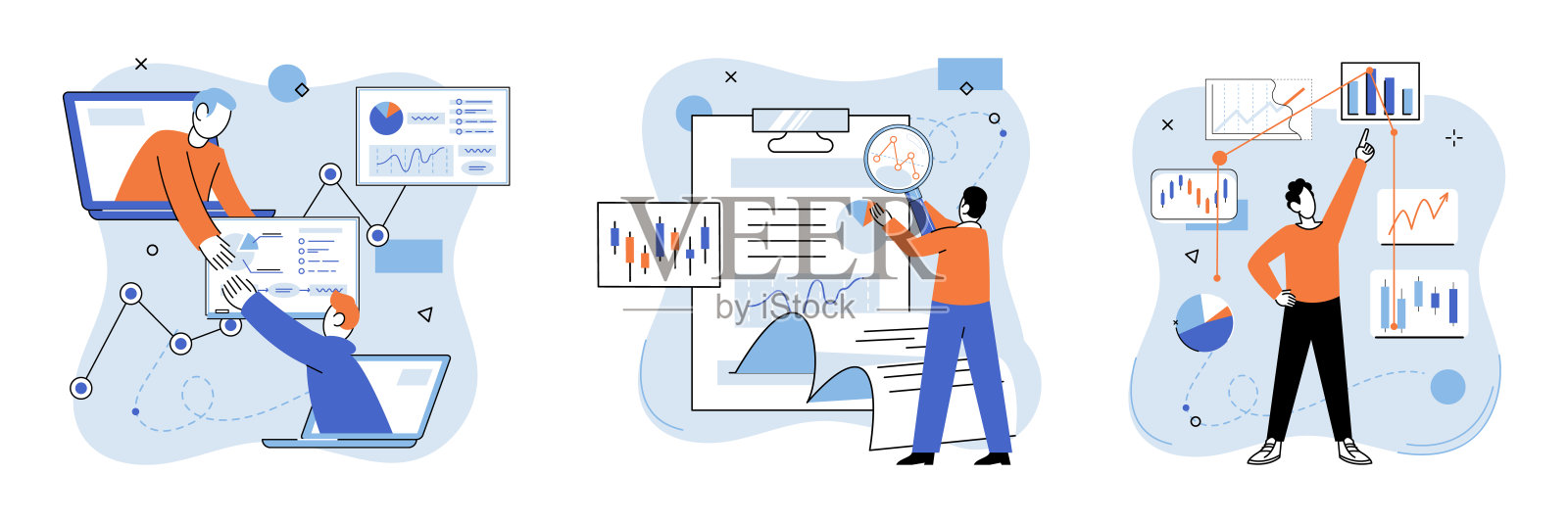 数据分析。信息管理对于有效组织和分析大量数据至关重要。插画图片素材