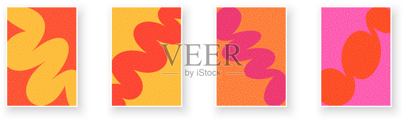 抽象波浪形状与大胆色彩的矢量艺术插画图片素材