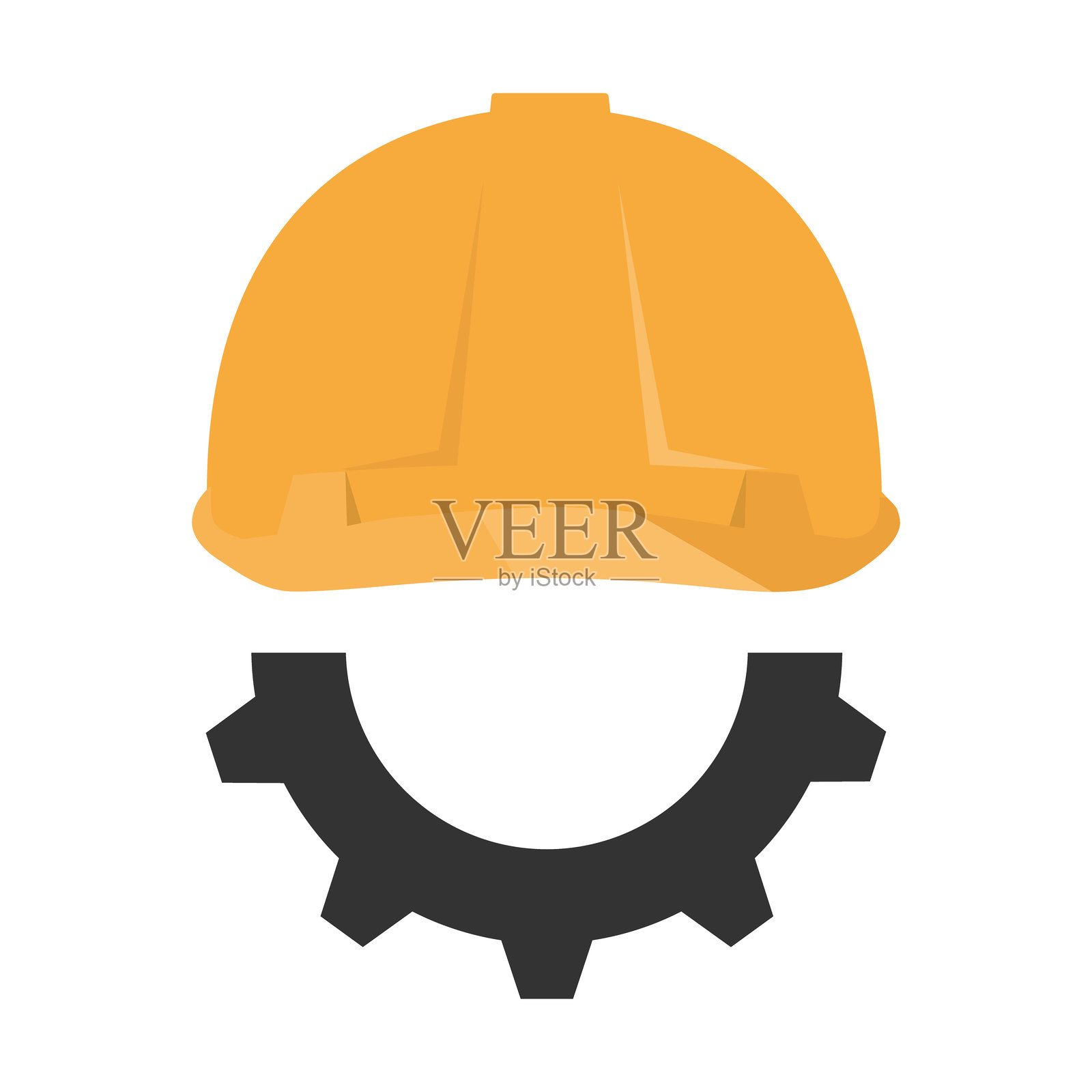 齿轮形状的安全帽，安全帽和齿轮图标。安全头盔。矢量插图，网页横幅，海报，矢量。插画图片素材