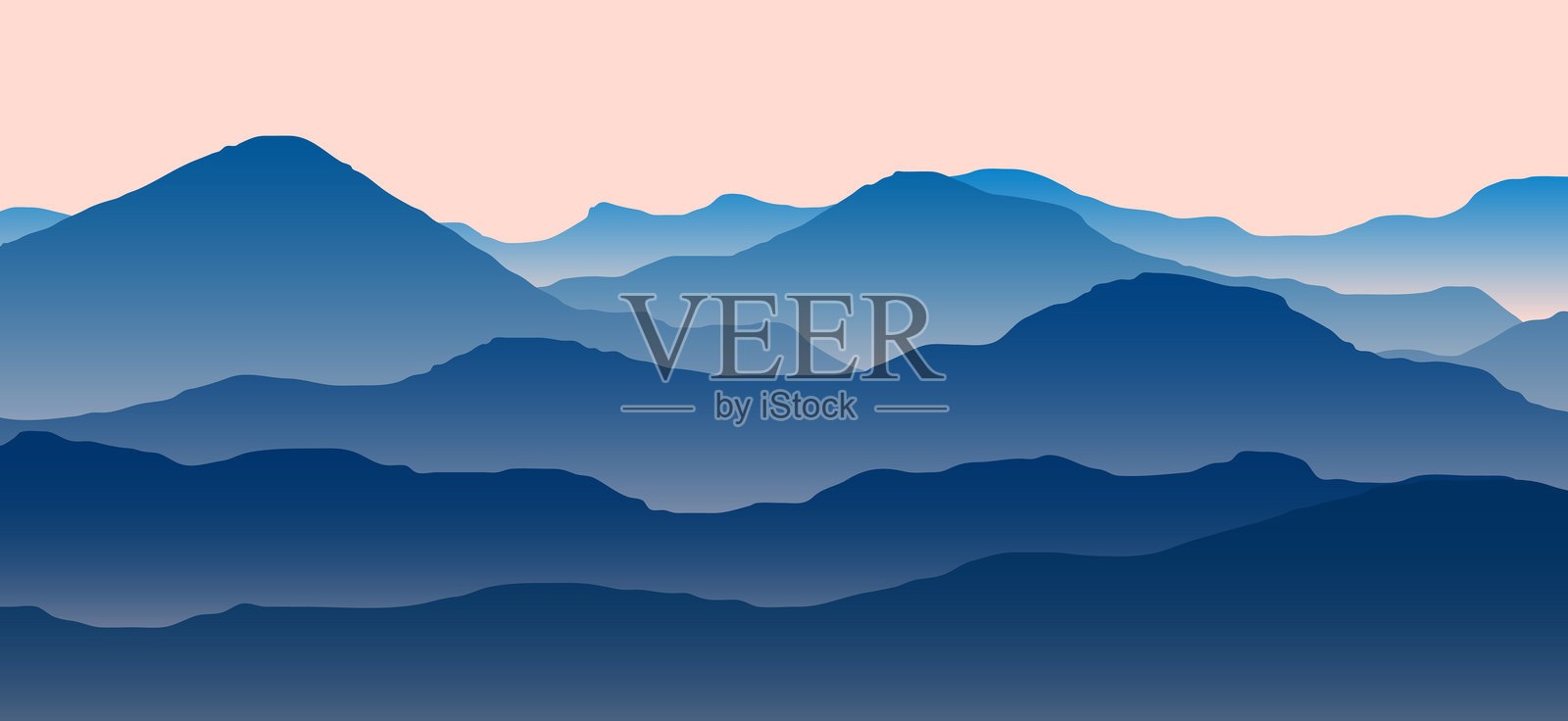 黎明时分的雾蒙蒙山景插图插画图片素材