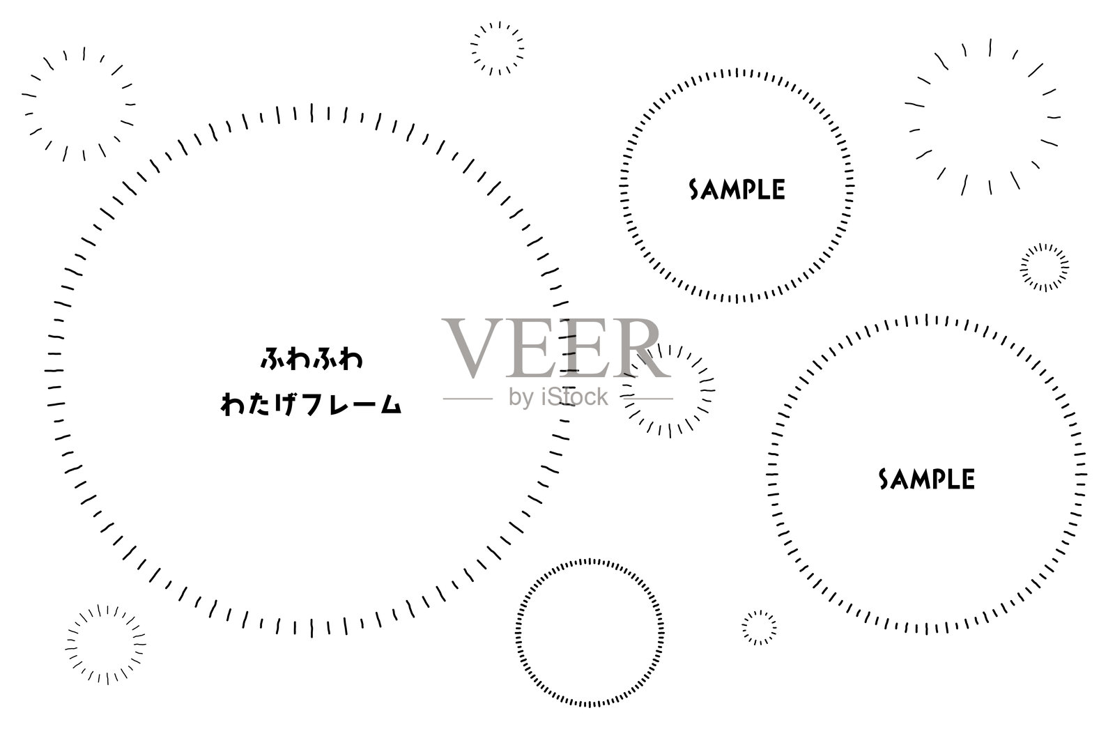手绘风格的蓬松边框矢量插图插画图片素材