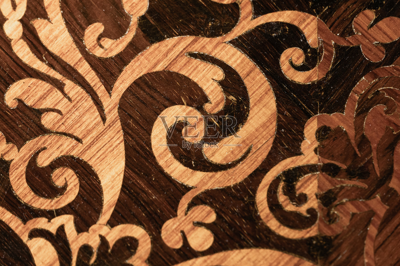 复杂的木质复古巴洛克装饰图案特写照片摄影图片