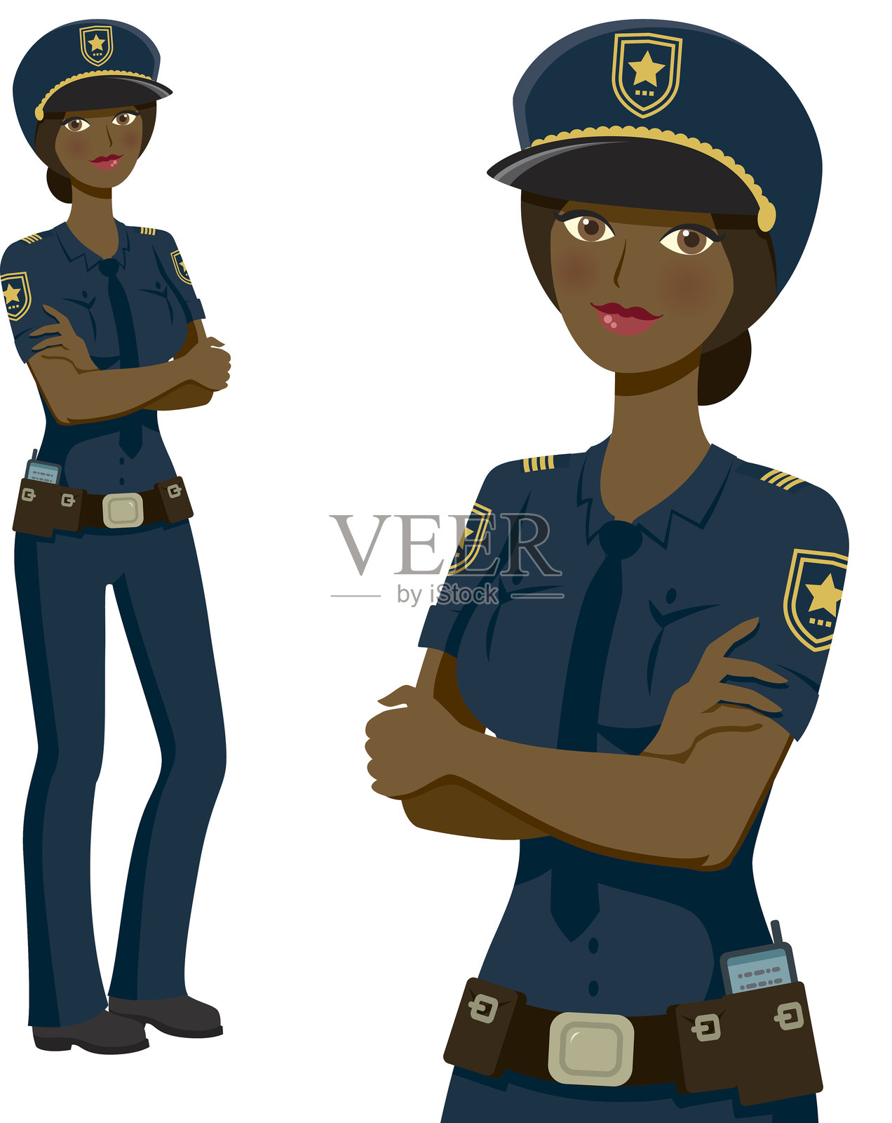 女警职业女性图标，全身和腰部向上设计元素图片