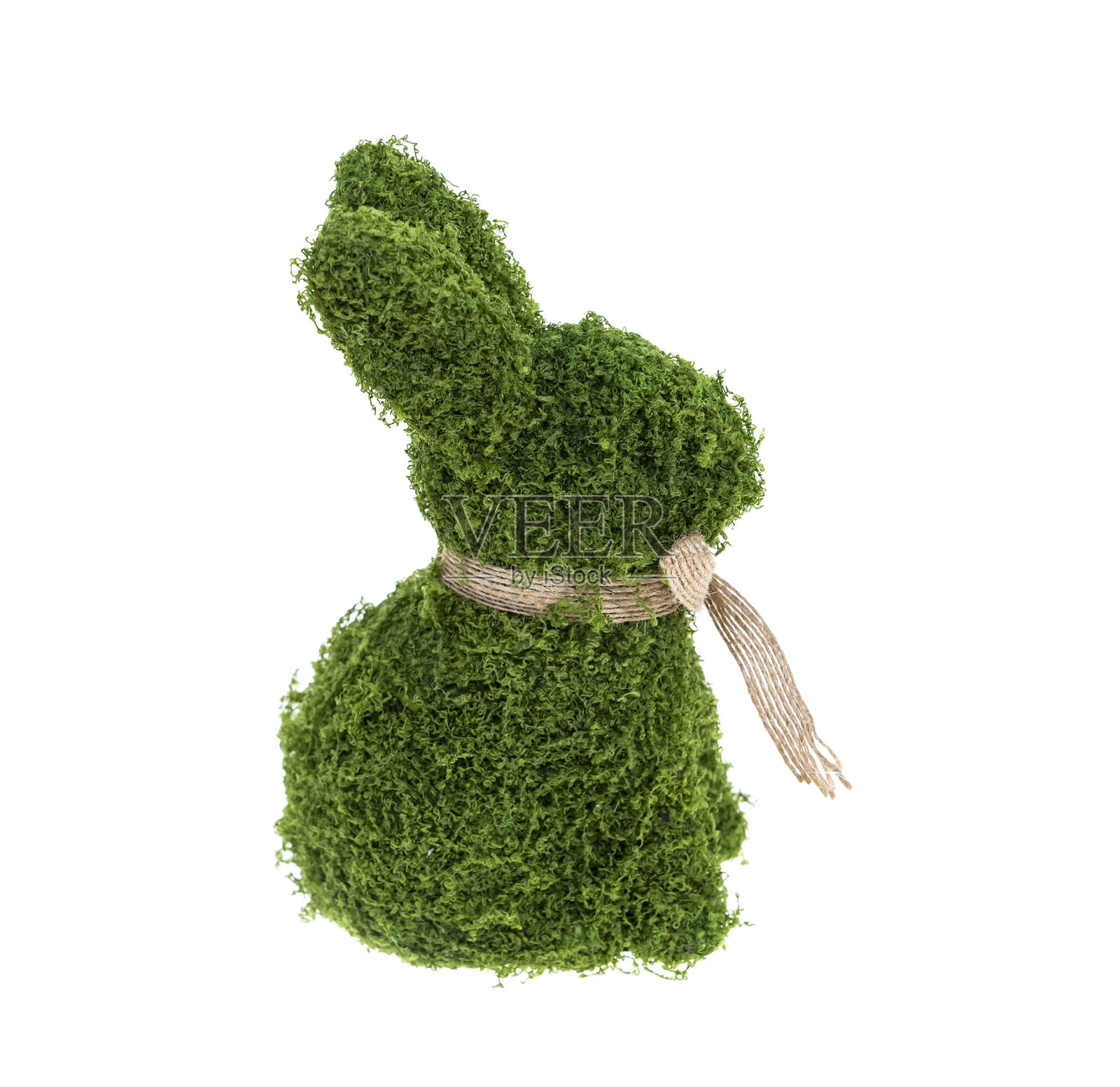 绿色复活节兔子雕像，孤立在白色背景上照片摄影图片